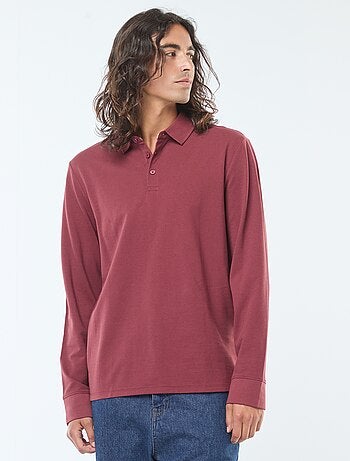 Polo in maglia piqué a maniche lunghe tinta unita