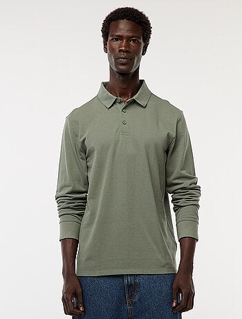 Polo in maglia piqué a maniche lunghe tinta unita