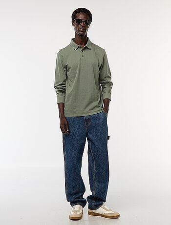 Polo in maglia piqué a maniche lunghe tinta unita