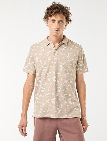 Polo in maglia piqué con motivo all over