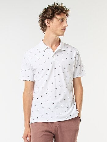 Polo in maglia piqué con motivo all over