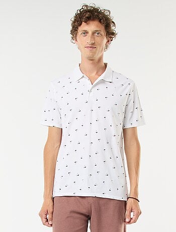 Polo in maglia piqué con motivo all over