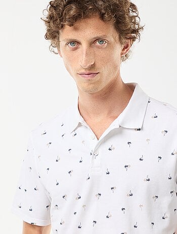 Polo in maglia piqué con motivo all over