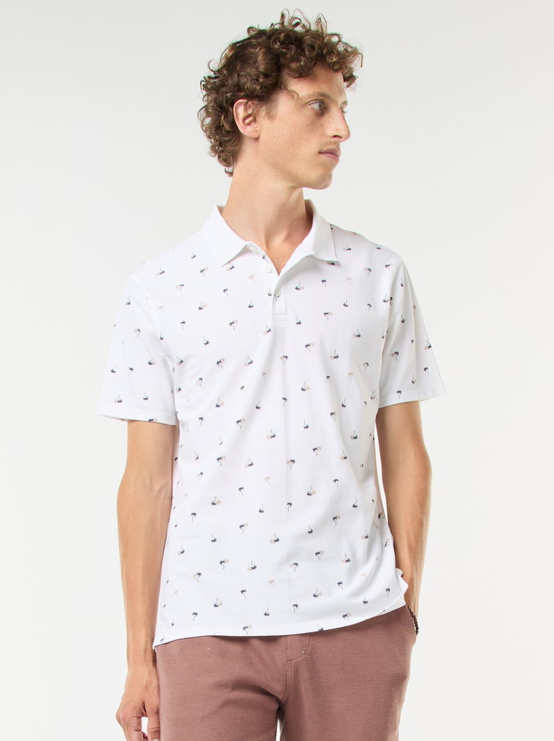 Polo in maglia piqué con motivo all over Bianco - Kiabi