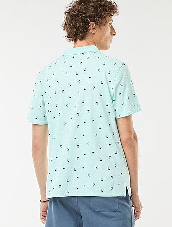 Polo in maglia piqué con motivo all over