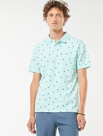 Polo in maglia piqué con motivo all over
