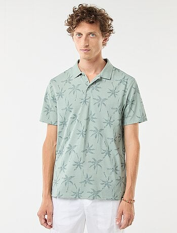 Polo in maglia piqué con motivo all over