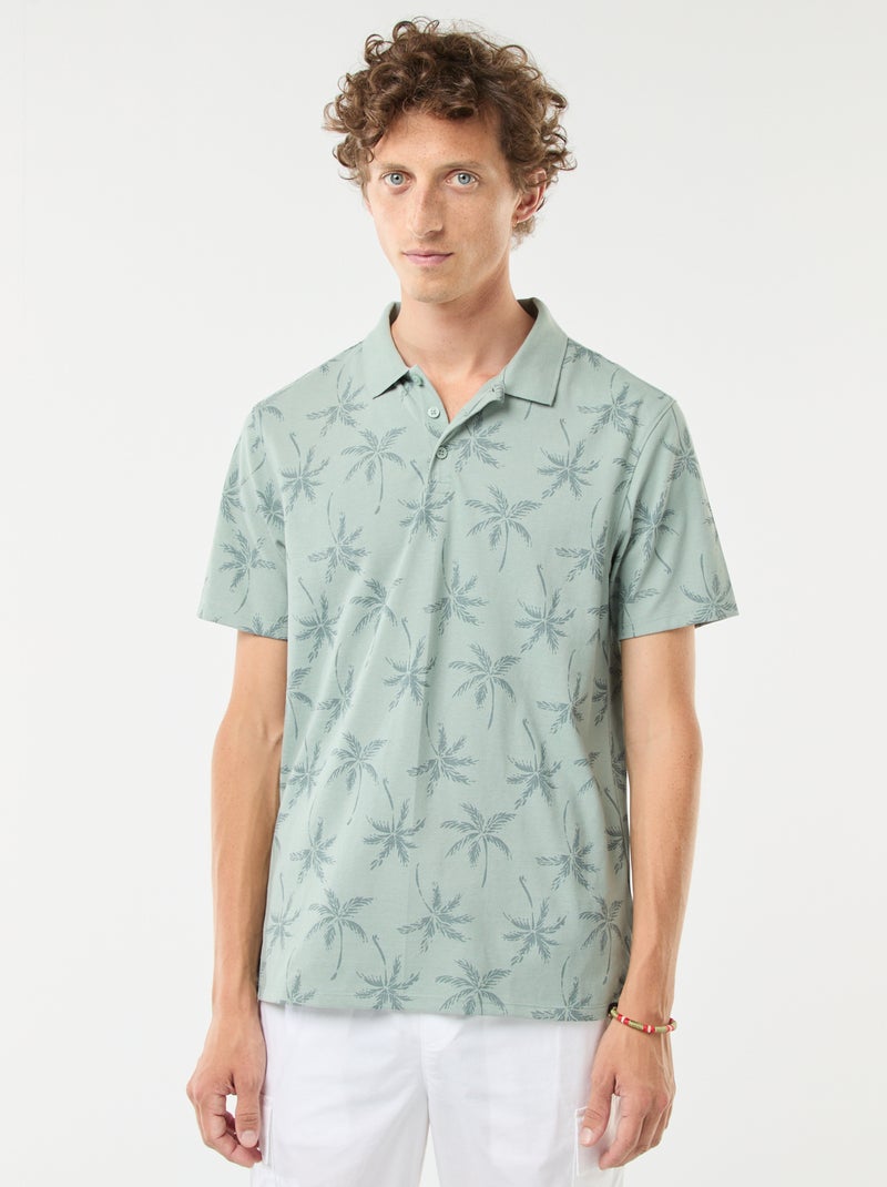 Polo in maglia piqué con motivo all over Blu - Kiabi