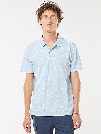 Polo in maglia piqué con motivo all over