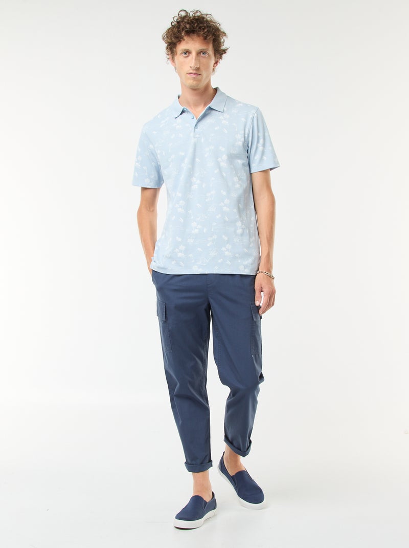Polo in maglia piqué con motivo all over Blu - Kiabi