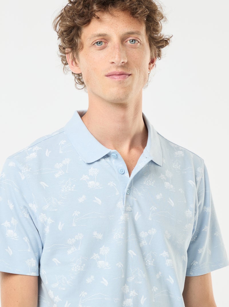 Polo in maglia piqué con motivo all over Blu - Kiabi