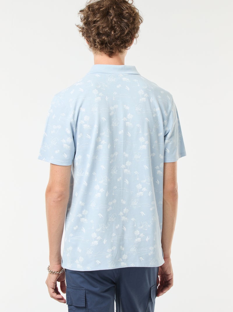 Polo in maglia piqué con motivo all over Blu - Kiabi