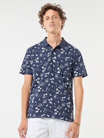 Polo in maglia piqué con motivo all over