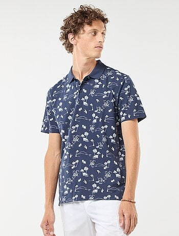 Polo in maglia piqué con motivo all over