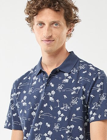 Polo in maglia piqué con motivo all over