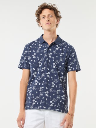 Polo in maglia piqué con motivo all over