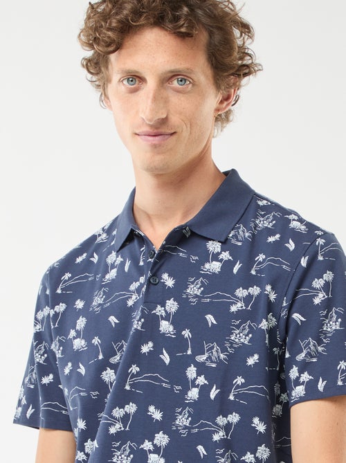 Polo in maglia piqué con motivo all over - Kiabi