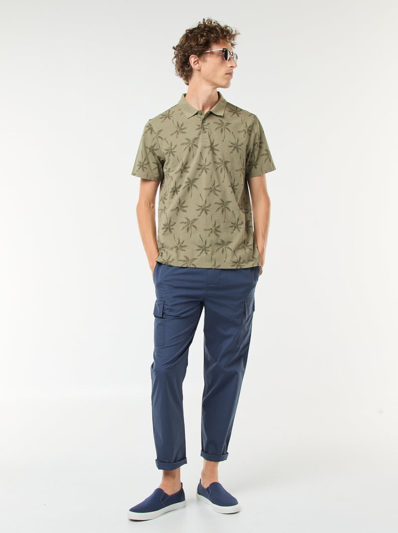 Polo in maglia piqué con motivo all over Verde - Kiabi