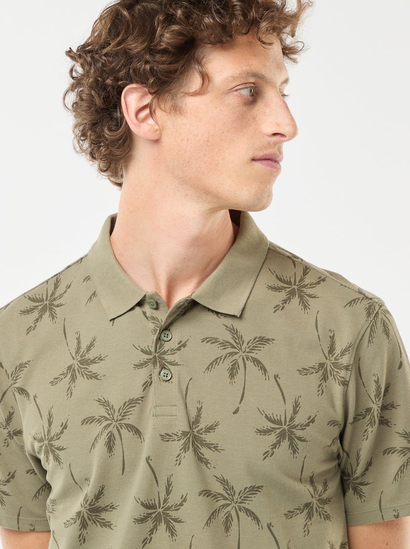 Polo in maglia piqué con motivo all over Verde - Kiabi