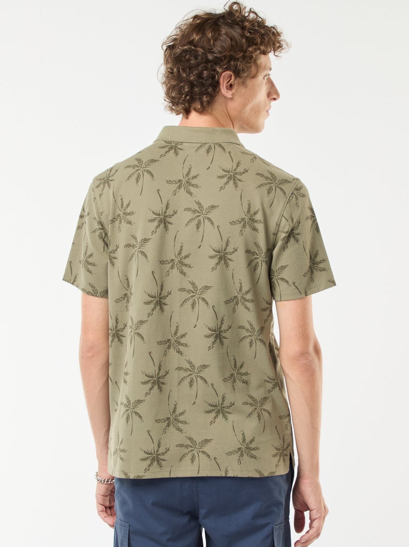 Polo in maglia piqué con motivo all over Verde - Kiabi