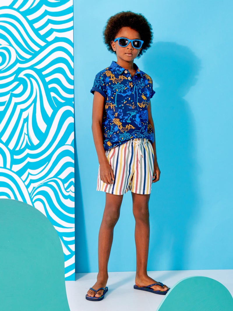 Polo in maglia piqué 'jungle' BLU - Kiabi