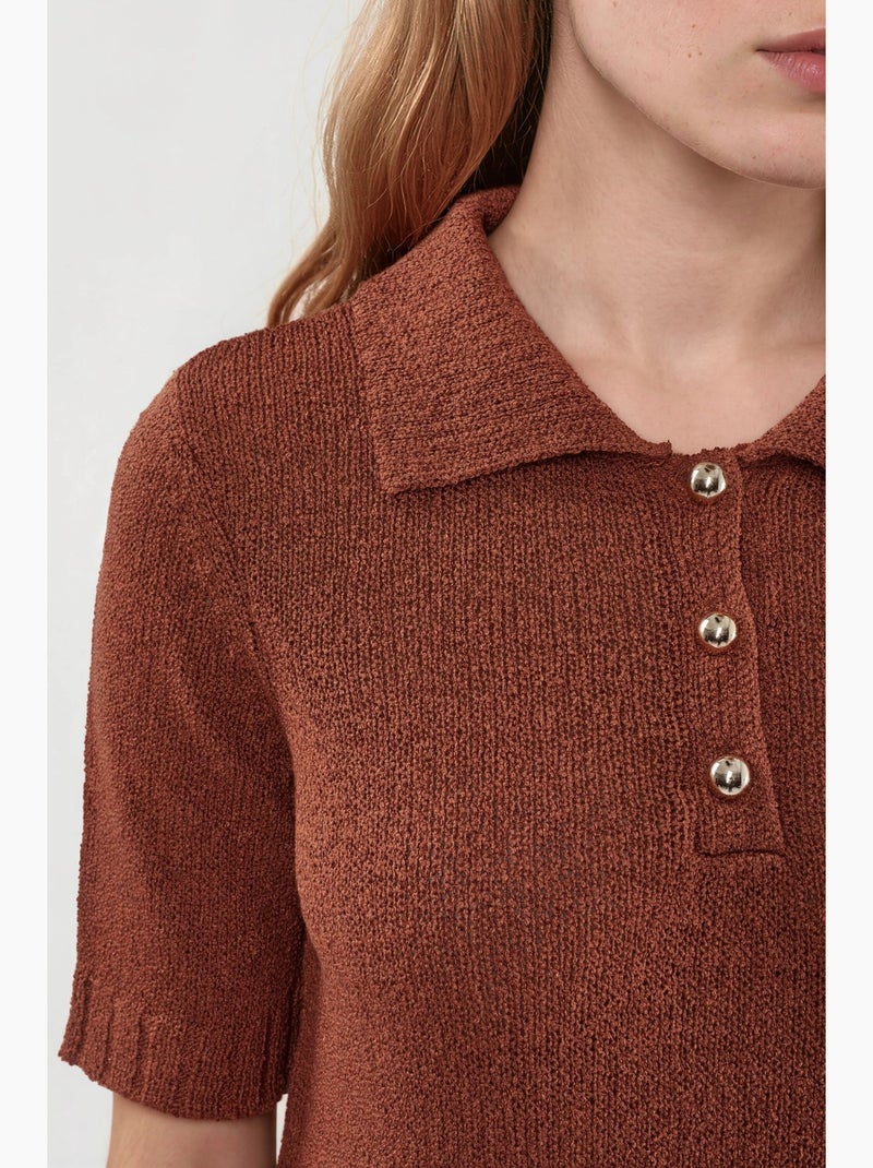 Polo in maglia strutturata hiccup Terracotta - Kiabi