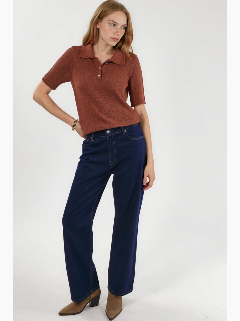 Polo in maglia strutturata hiccup Terracotta - Kiabi