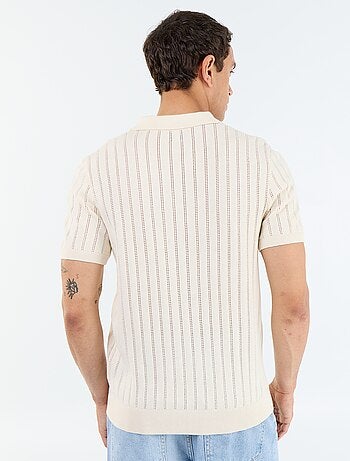 Polo in maglia traforata a maniche corte