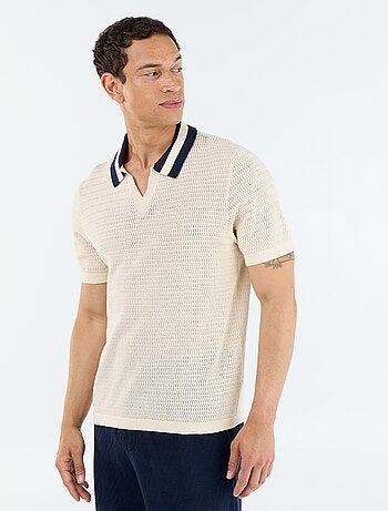 Polo in maglia traforata a maniche corte