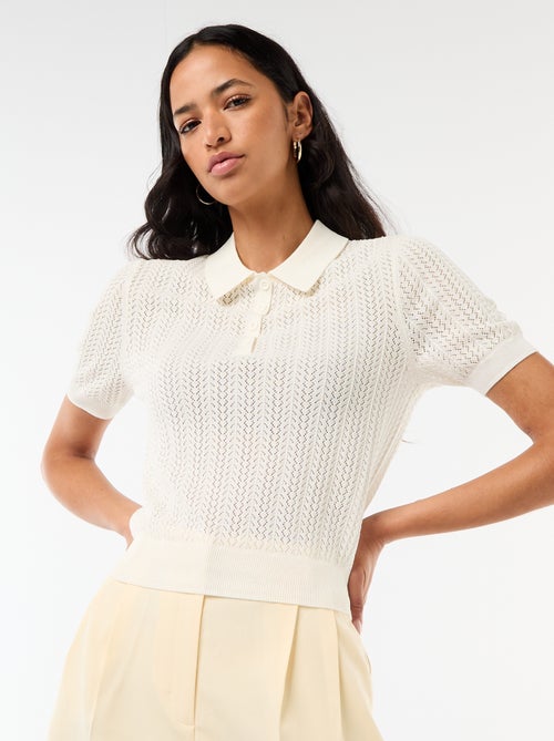 Polo in maglia traforata a maniche corte - Kiabi