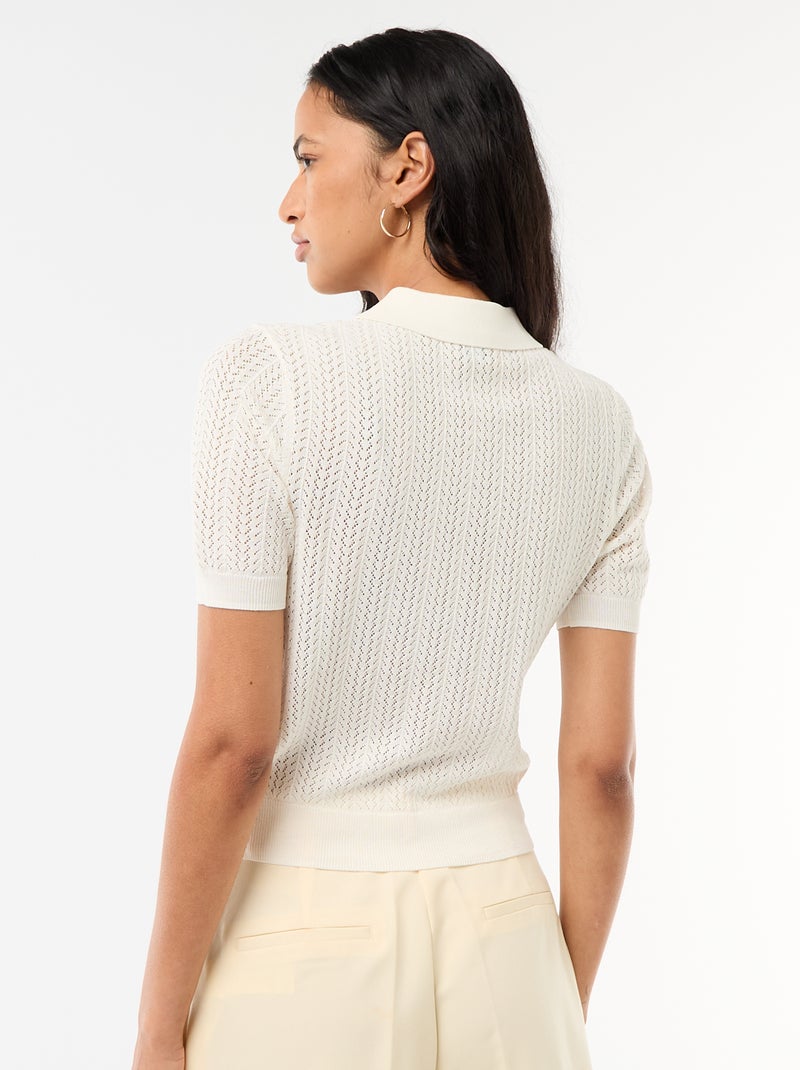Polo in maglia traforata a maniche corte Bianco - Kiabi