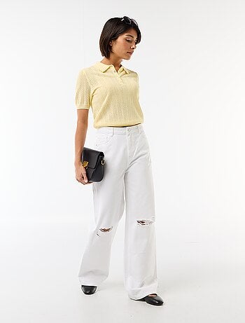 Polo in maglia traforata a maniche corte