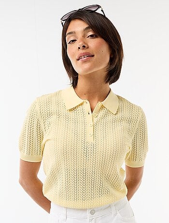 Polo in maglia traforata a maniche corte