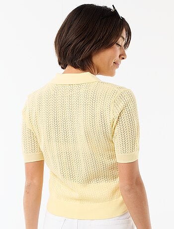 Polo in maglia traforata a maniche corte