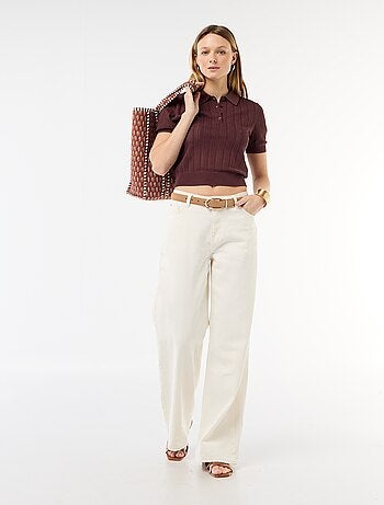 Polo in maglia traforata a maniche corte