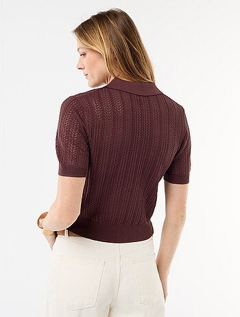 Polo in maglia traforata a maniche corte
