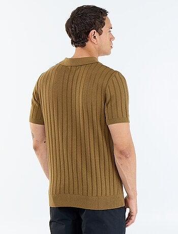 Polo in maglia traforata a maniche corte