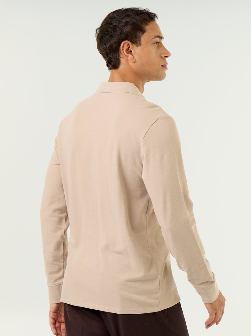 Polo in piqué a maniche lunghe Beige - Kiabi