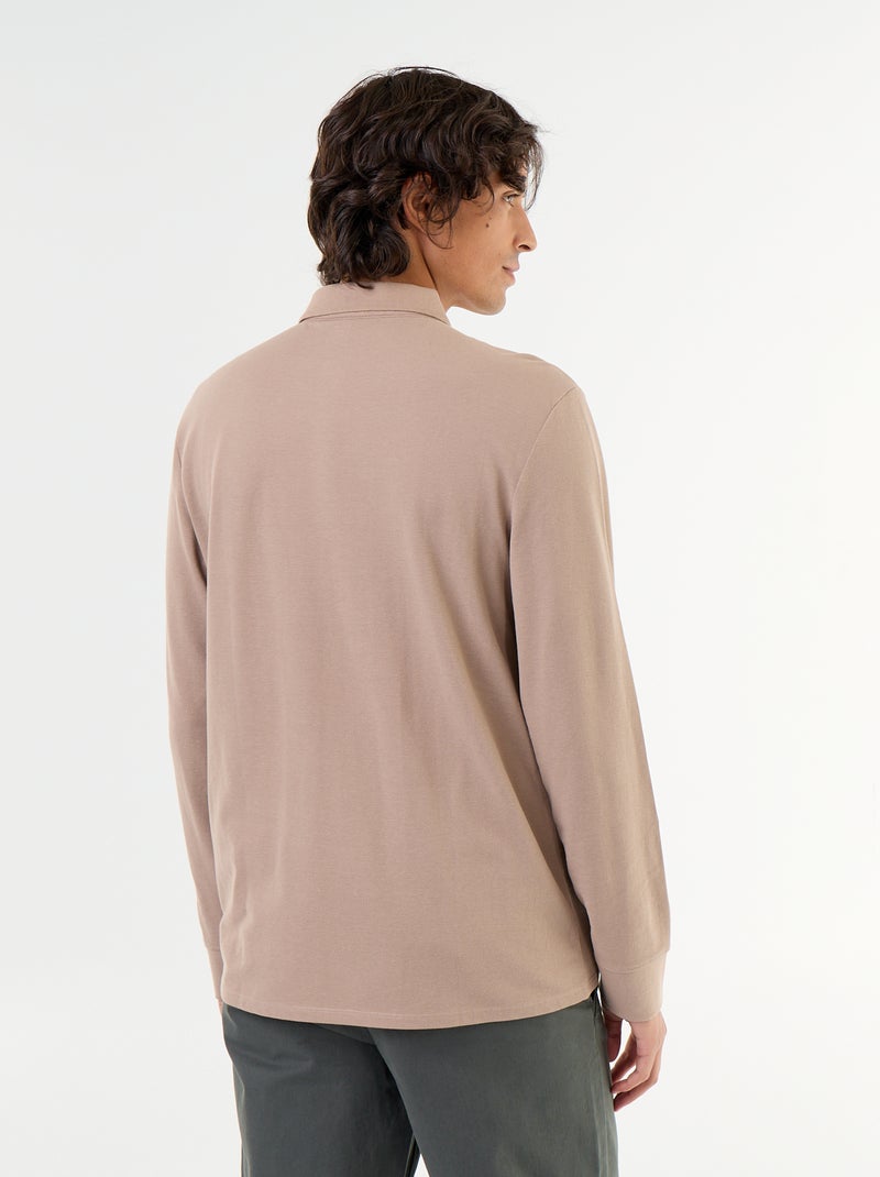 Polo in piqué a maniche lunghe Beige - Kiabi