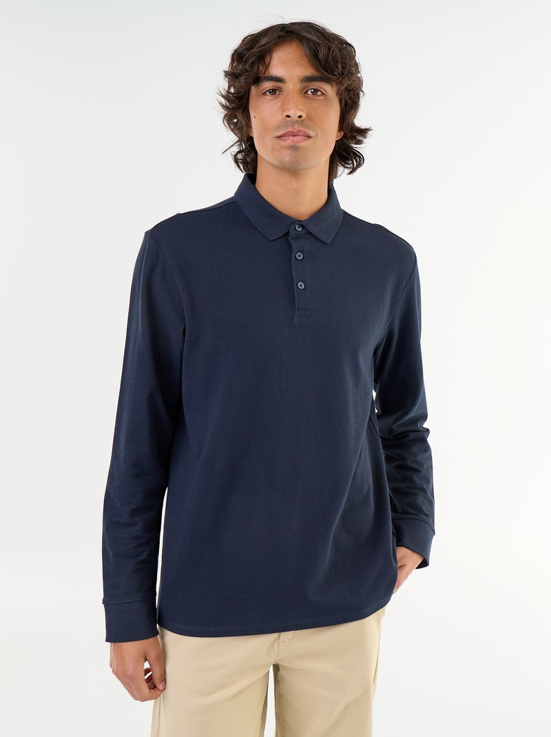 Polo in piqué a maniche lunghe Blu - Kiabi