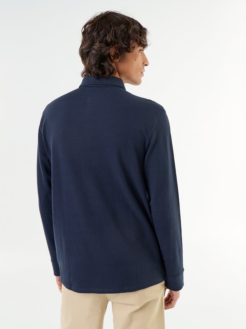 Polo in piqué a maniche lunghe Blu - Kiabi
