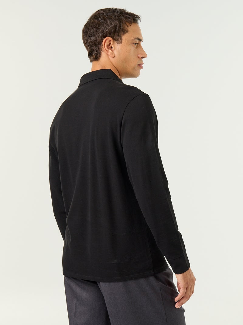 Polo in piqué a maniche lunghe Nero - Kiabi