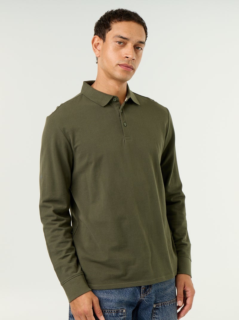 Polo in piqué a maniche lunghe Verde - Kiabi