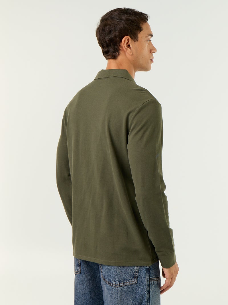 Polo in piqué a maniche lunghe Verde - Kiabi