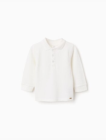 Polo in piqué di cotone a manica lunga
