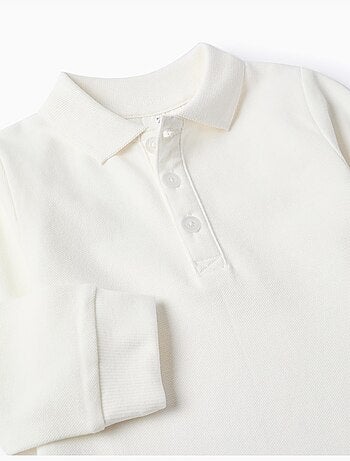 Polo in piqué di cotone a manica lunga