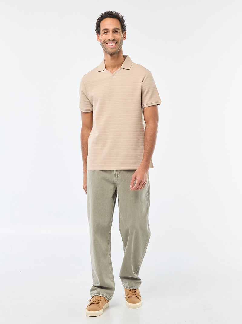 Polo in piqué di cotone a maniche corte Beige - Kiabi