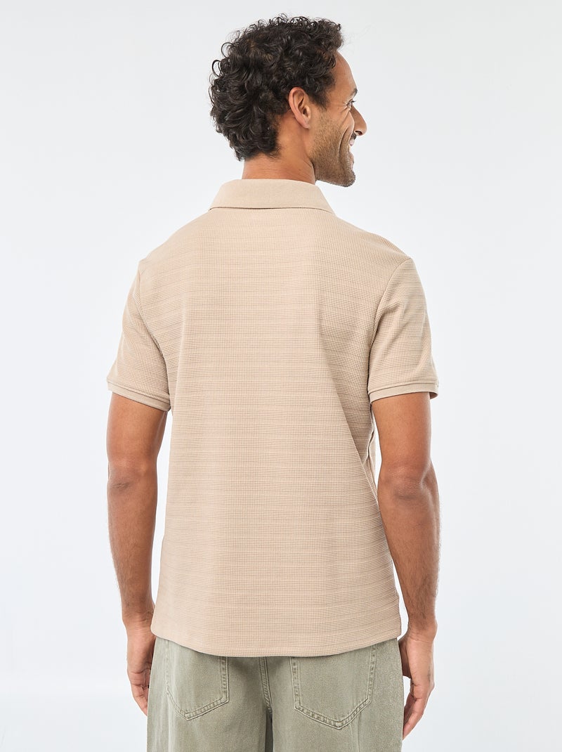 Polo in piqué di cotone a maniche corte Beige - Kiabi