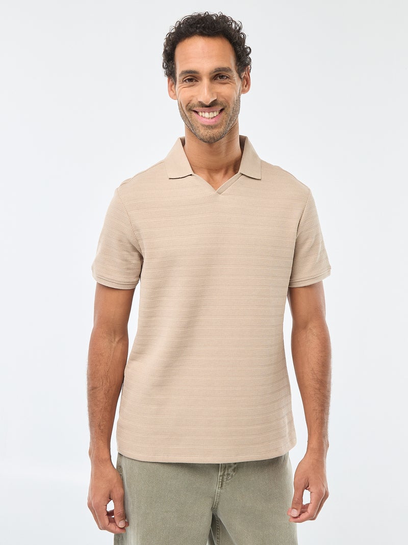 Polo in piqué di cotone a maniche corte Beige - Kiabi