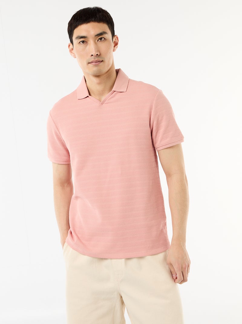 Polo in piqué di cotone a maniche corte Rosa - Kiabi